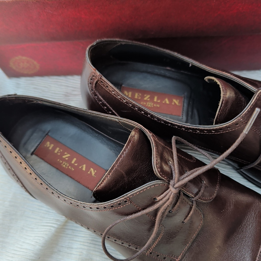 Mezlan Brown Leather Dress Shoes Size 12 - Picture 7 of 9